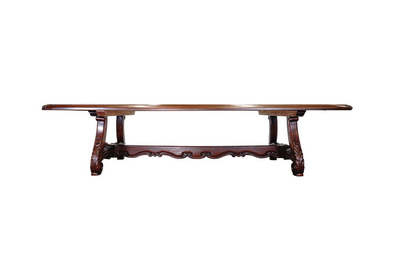 villa spanish revival dining table carved trestle